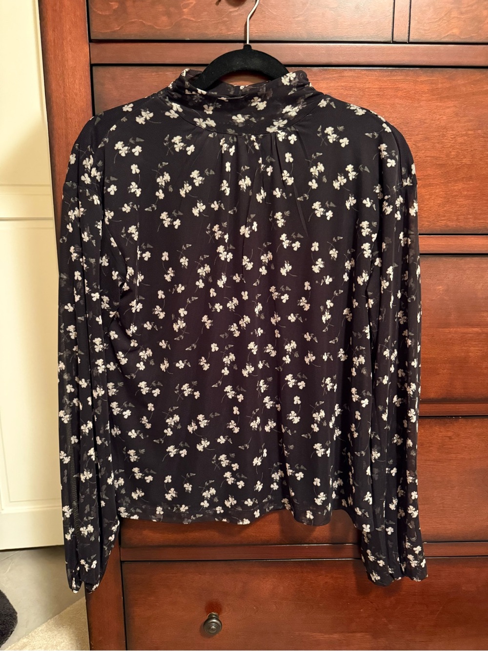 Sanctuary Black Floral Mock Neck Blouse